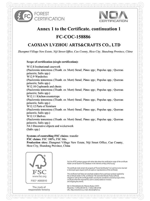 Scan of FSC certificate