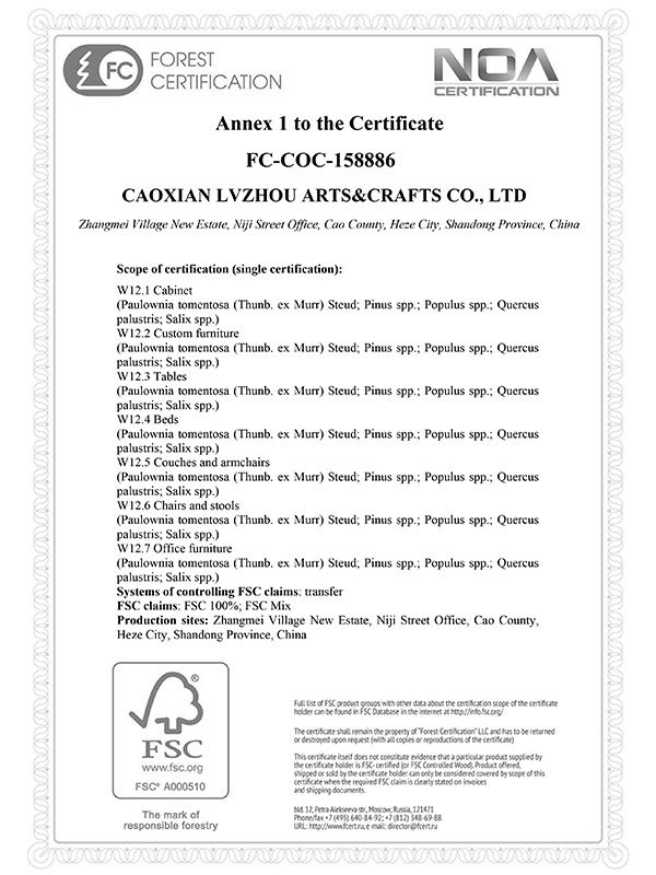 Scan of FSC certificate