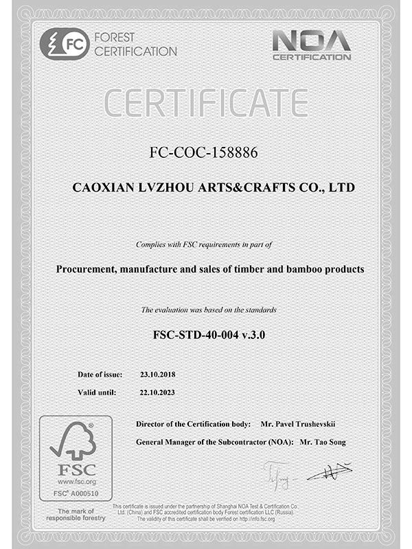 Scan of FSC certificate